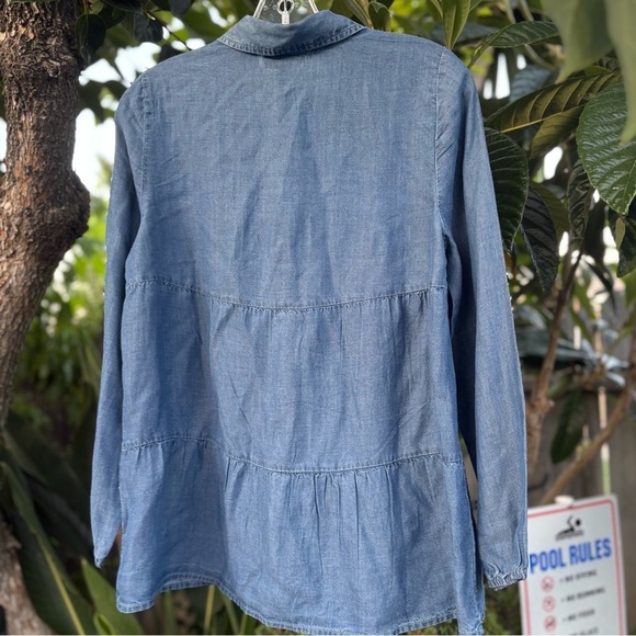 Style & Co. Women's Chambray Tiered Button Down Shirt - Picture 4 of 9
